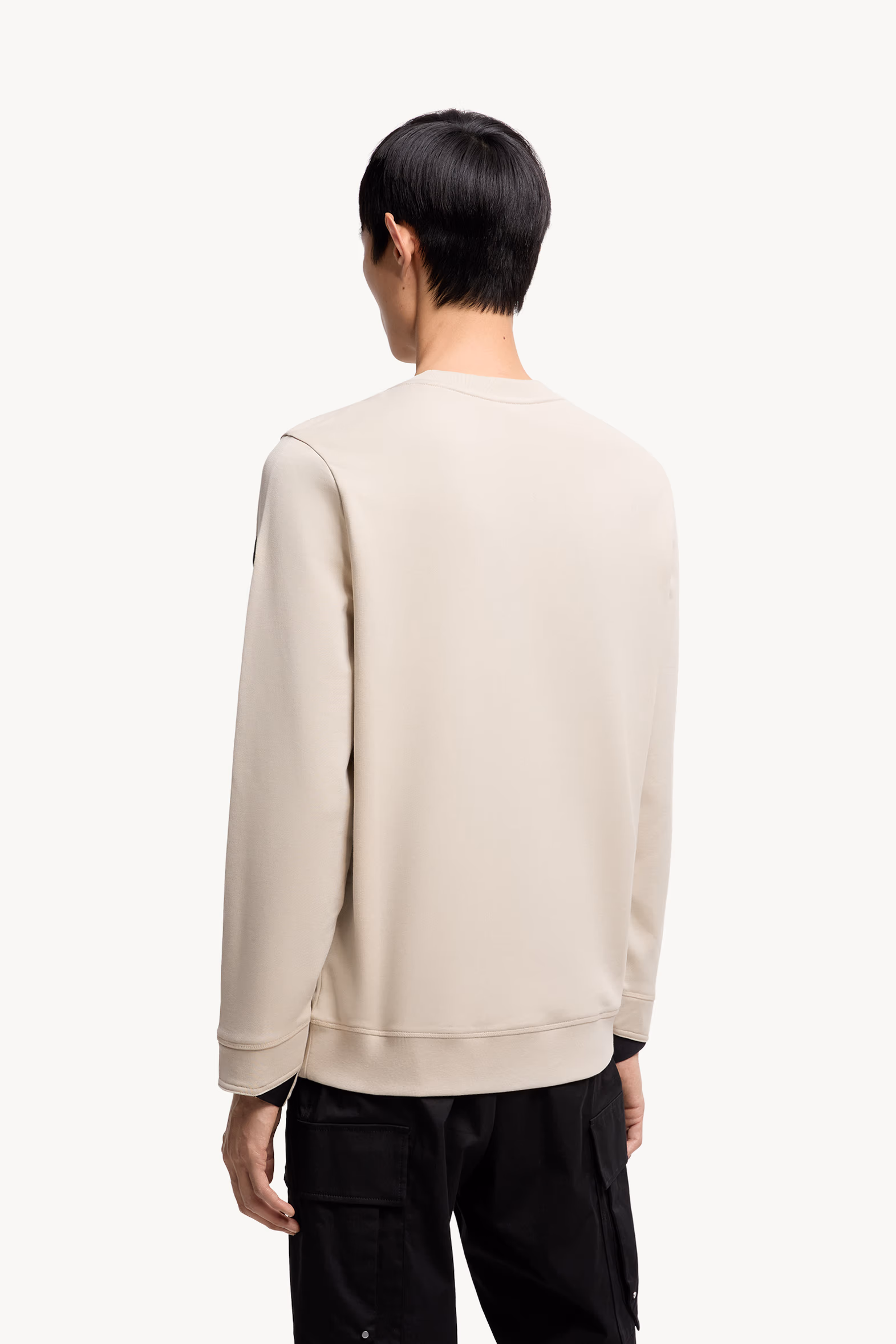 Logo Patch Cotton Sweatshirt Men Light Beige Moncler 5